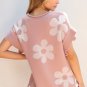 Light Pink Pearled Flower Distressed Edge Sweater T Shirt