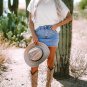 White Fuzzy Eyelet Knitted Sweater T Shirt
