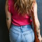 Bright Pink Ribbed Ruffled Sweater Tank