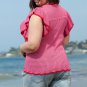 Rose Red Ruffled Contrast Trim Plus Size Short Sleeve Sweater