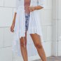 White Half Sleeve Ruffled High Low Kimono