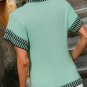 Mint Green Contrast Trim Round Neck Batwing Sleeve Knitted Top