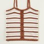Chestnut Striped Buttoned Cropped Knitted Vest