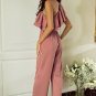 Dusty Pink One Shoulder Ruffle Trim Belted Jumpsuit