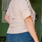 Khaki Plus Size Leopard Print Colorblock V Neck T Shirt