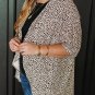 Khaki Plus Size Leopard Print Half Sleeve Open Front Cardigan