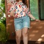 White Colorful Leopard Print Batwing Sleeve Plus Blouse