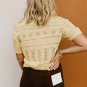 Beige Knitted Hollow out Short Sleeve Crop Sweater