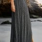 Black Printed Striped Printed Slit Wide Leg High Waist Pants