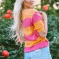 Orange Stripe Color Block Knitted T Shirt Sweater