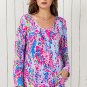 Purple Floral Long Sleeve Top and Drawstring Shorts Set