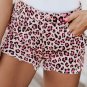Pink Leopard Print Raw Hem Denim Shorts
