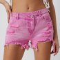 Pink High Rise Crossover Waist Denim Shorts