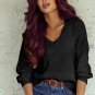 Black Eyelet Pattern Detail V Neck Drop Shoulder Sweater