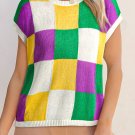 Tillandsia Purple Color Block Cap Sleeve Sweater