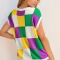 Tillandsia Purple Color Block Cap Sleeve Sweater