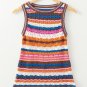 Dark Blue Striped Textured Knit Crew Neck Sweater Vest