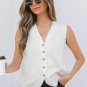 White V Neck Buttoned Sweater Vest