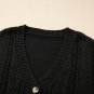 Black Open Knit Drop Shoulder Sweater Cardigan