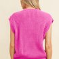 Bright Pink Western Horse Embroidered Round Neck Sweater Tee