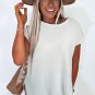 Jet Stream Solid Color Sweater Tee with Side Slits