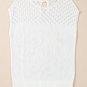 White Eyelet Knit Tied Back Short Sleeve Sweater
