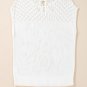 White Eyelet Knit Tied Back Short Sleeve Sweater