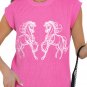 Sachet Pink Western Horse Embroidered Round Neck Sweater Tee