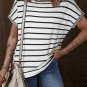 White Stripe Knitted Bat Sleeve T Shirt