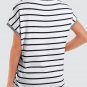White Stripe Knitted Bat Sleeve T Shirt