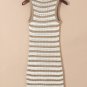 Khaki Stripe Hollowed Knit Sleeveless Sweater Dress