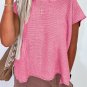 Sachet Pink Solid Color Sweater Tee with Side Slits