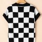Color black Colorblock Plaid Pattern Ribbed Trim Sweater Tank Top