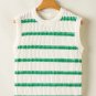 Bright Green Striped Round Neck Casual Sweater Vest