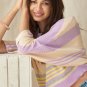 Purple Stripe Borderline Rib Knit Cuffed Dolman Sleeve Sweater