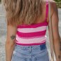 Red Stripe Spaghetti Strap V Neck Sweater Vest