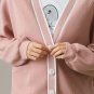 Pink Stripe Contrast Trim V Neck Buttoned Front Pocketed Knit Cardigan