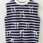 Blue Stripe Knitted Bow Decor Sweater Vest