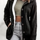 Black Long Sleeve Button-up Hooded Cardigans