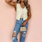 Beige Lace Up Front V Neck Sweater Vest