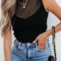 Black Ribbed Texture Mesh Cutout Knitted Sweater Vest