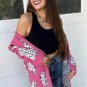 Rose Red Cheetah Pattern Open Front Knitted Cardigan