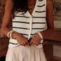 Black Stripe Buttoned V Neck Slim Fit Sweater Vest