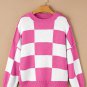 Rose Checkered Bishop Sleeve Sweater