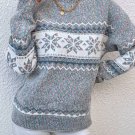 Gray Retro Snowflake Pattern Mock Neck Fuzzy Sweater
