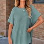 Haze Blue Short Sleeve Side Slit Oversized Sweater