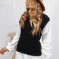 Black V Neck Twist Knitted Vest Sweater