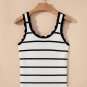 Black Striped Scalloped Edge U Neck Sleeveless Sweater Vest