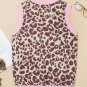 Brown Leopard Pattern Contrast Ribbed Trim Sweater Vest