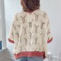 Delicacy Embroidered Flowers Colorblock Edge Hollowed Sweater